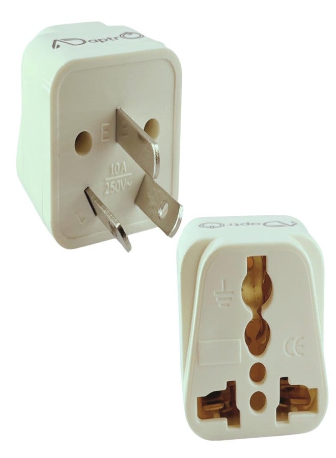 Adaptro India to Australia, New Zealand Travel Adapter for Argentina, Fiji and China & More Type I Universal Plug Convertor (Pack of 2) White - Image 1